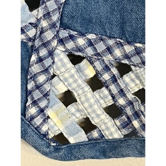 Retro Patchwork Floral Vest Blue 20W Boho Western Classic Chic Hippie Indie Folk - Picture 6 of 12